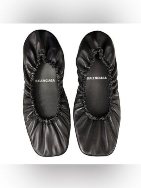 Balenciaga | Tug Ballerina Flats | Black Nappa Leather | EU 41